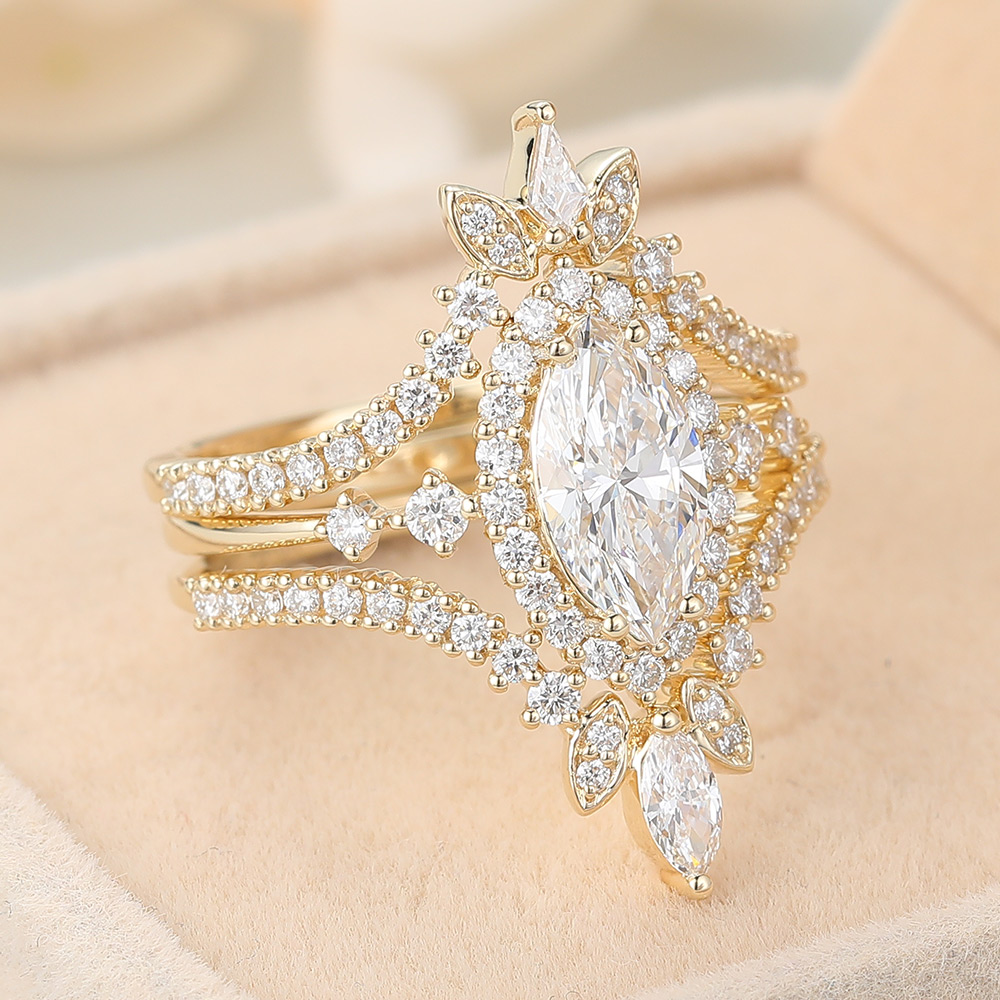 Marquise Cut Lab Grown Diamond Vintage-Inspired Engagement Ring Set (4) Marquise Cut Lab Grown Diamond Vintage-Inspired Engagement Ring Set (4)