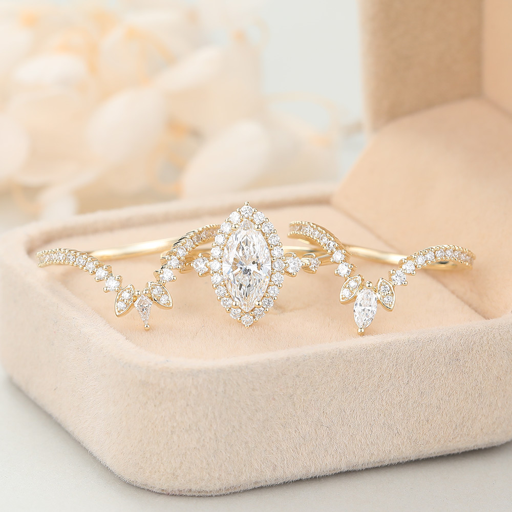 Marquise Cut Lab Grown Diamond Vintage-Inspired Engagement Ring Set (5) Marquise Cut Lab Grown Diamond Vintage-Inspired Engagement Ring Set (5)