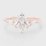 Oval Cut Lab Grown Diamond Cluster Engagement Ring 3/4Twisted Bridal Ring