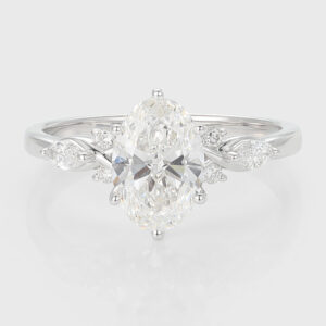 Oval Cut Lab Grown Diamond Cluster Engagement Ring Classic Bridal Ring