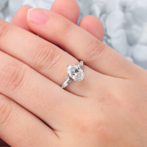 Oval Cut Lab Grown Diamond Cluster Engagement Ring Classic Bridal Ring