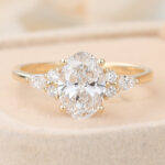 Oval Cut Lab Grown Diamond Cluster Engagement Ring Elegant Bridal Ring