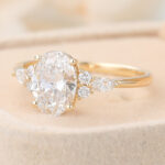Oval Cut Lab Grown Diamond Cluster Engagement Ring Elegant Bridal Ring