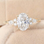 Oval Cut Lab Grown Diamond Cluster Engagement Ring Elegant Bridal Ring