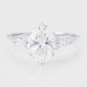 Oval Cut Lab Grown Diamond Cluster Engagement Ring Timeless Bridal Ring