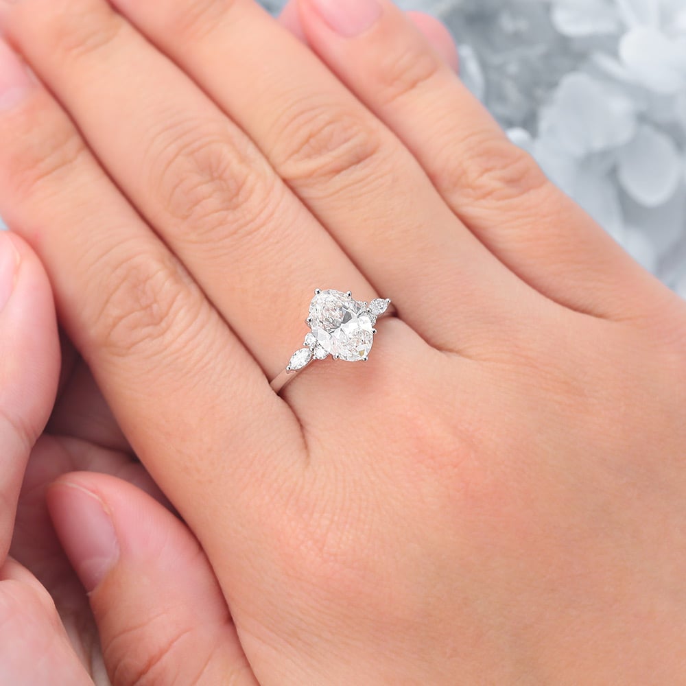 Oval Cut Lab Grown Diamond Cluster Engagement Ring Timeless Bridal Ring