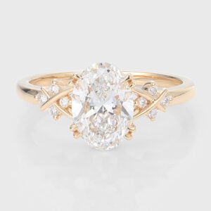 Oval Cut Lab Grown Diamond Crisscross Design Engagement Ring Unique Bridal Ring