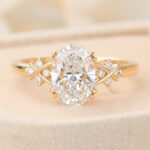 Oval Cut Lab Grown Diamond Crisscross Design Engagement Ring Unique Bridal Ring
