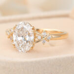 Oval Cut Lab Grown Diamond Crisscross Design Engagement Ring Unique Bridal Ring