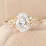 Moissanite vs Lab-Grown Diamond Oval Cut Lab Grown Diamond Crisscross Design Engagement Ring Unique Bridal Ring