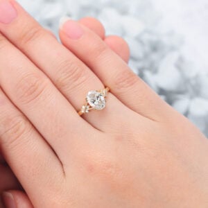 Oval Cut Lab Grown Diamond Crisscross Design Engagement Ring Unique Bridal Ring
