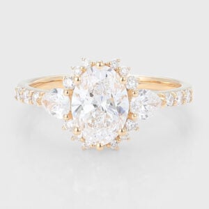 Oval Cut Lab Grown Diamond Vintage Engagement Ring Unique Bridal Ring
