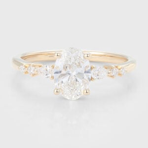 Oval Cut Lab Grown Diamond Engagement Ring Unique Bridal Ring