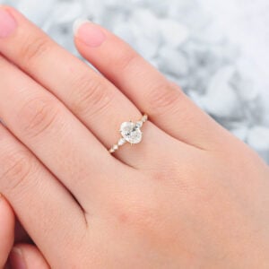 Oval Cut Lab Grown Diamond Engagement Ring Unique Bridal Ring