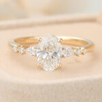 Oval Cut Lab Grown Diamond Engagement Ring Unique Bridal Ring