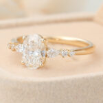 Oval Cut Lab Grown Diamond Engagement Ring Unique Bridal Ring