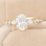 Oval Cut Lab Grown Diamond Engagement Ring Unique Bridal Ring