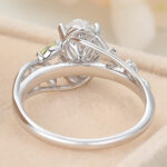 Oval Cut Lab Grown Diamond Floral-Inspired Engagement Ring Bridal Ring with Peridot Accents