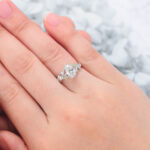 Oval Cut Lab Grown Diamond Floral-Inspired Engagement Ring Bridal Ring with Peridot Accents