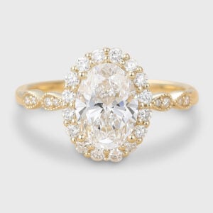 Oval Cut Lab Grown Diamond Halo Engagement Ring Timeless Bridal Ring