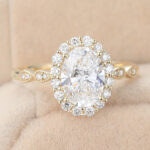 Oval Cut Lab Grown Diamond Halo Engagement Ring Timeless Bridal Ring