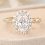 Oval Cut Lab Grown Diamond Halo Engagement Ring Timeless Bridal Ring