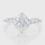 Oval Cut Lab Grown Diamond Interlaced Pavé Engagement Ring Claw Prong Bridal Ring