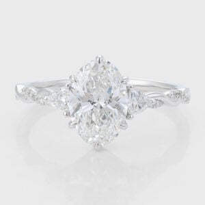 Oval Cut Lab Grown Diamond Interlaced Pavé Engagement Ring Claw Prong Bridal Ring