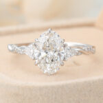 Oval Cut Lab Grown Diamond Interlaced Pavé Engagement Ring Claw Prong Bridal Ring