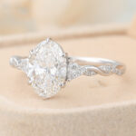 Oval Cut Lab Grown Diamond Interlaced Pavé Engagement Ring Claw Prong Bridal Ring