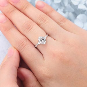 Oval Cut Lab Grown Diamond Interlaced Pavé Engagement Ring Claw Prong Bridal Ring