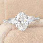 Oval Cut Lab Grown Diamond Interlaced Pavé Engagement Ring Claw Prong Bridal Ring
