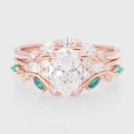Oval Cut Lab Grown Diamond Three-Piece Bridal Set Cluster Engagement Ring