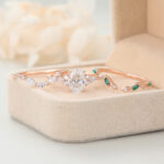 Oval Cut Lab Grown Diamond Three-Piece Bridal Set Cluster Engagement Ring