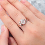 Oval Cut Lab Grown Diamond Three-Piece Bridal Set Cluster Engagement Ring
