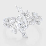 Pear Cut Lab Grown Diamond Bypass Engagement Ring Nature-Inspired Bridal Ring