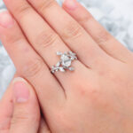 Pear Cut Lab Grown Diamond Bypass Engagement Ring Nature-Inspired Bridal Ring