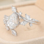 Pear Cut Lab Grown Diamond Bypass Engagement Ring Nature-Inspired Bridal Ring
