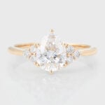 Pear Cut Lab Grown Diamond Cluster Engagement Ring Classic Bridal Ring