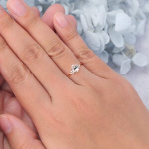 Pear Cut Lab Grown Diamond Cluster Engagement Ring Classic Bridal Ring