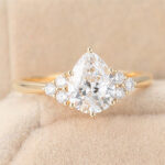 Pear Cut Lab Grown Diamond Cluster Engagement Ring Classic Bridal Ring