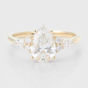 Pear Cut Lab Grown Diamond Cluster Engagement Ring Modern Bridal Ring