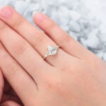 Pear Cut Lab Grown Diamond Cluster Engagement Ring Modern Bridal Ring