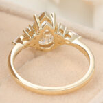 Pear Cut Lab Grown Diamond Cluster Engagement Ring Modern Bridal Ring