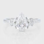 Pear Cut Lab Grown Diamond Cluster Engagement Ring Dual Claw Prong Bridal Ring