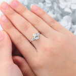 Pear Cut Lab Grown Diamond Cluster Engagement Ring Dual Claw Prong Bridal Ring