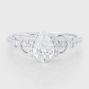 Pear Cut Lab Grown Diamond Engagement Ring Infinity Bridal Ring
