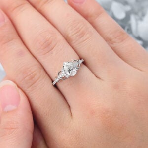 Pear Cut Lab Grown Diamond Engagement Ring Infinity Bridal Ring