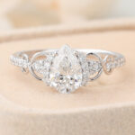 Pear Cut Lab Grown Diamond Engagement Ring Infinity Bridal Ring