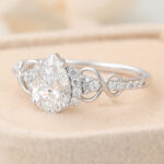 Pear Cut Lab Grown Diamond Engagement Ring Infinity Bridal Ring